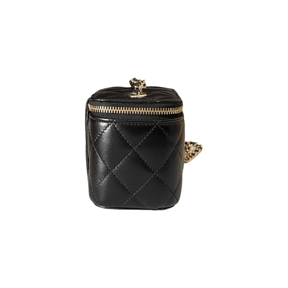 Chanel Mini Vanity Camellia Classic Chain Gold Black MyBagFast